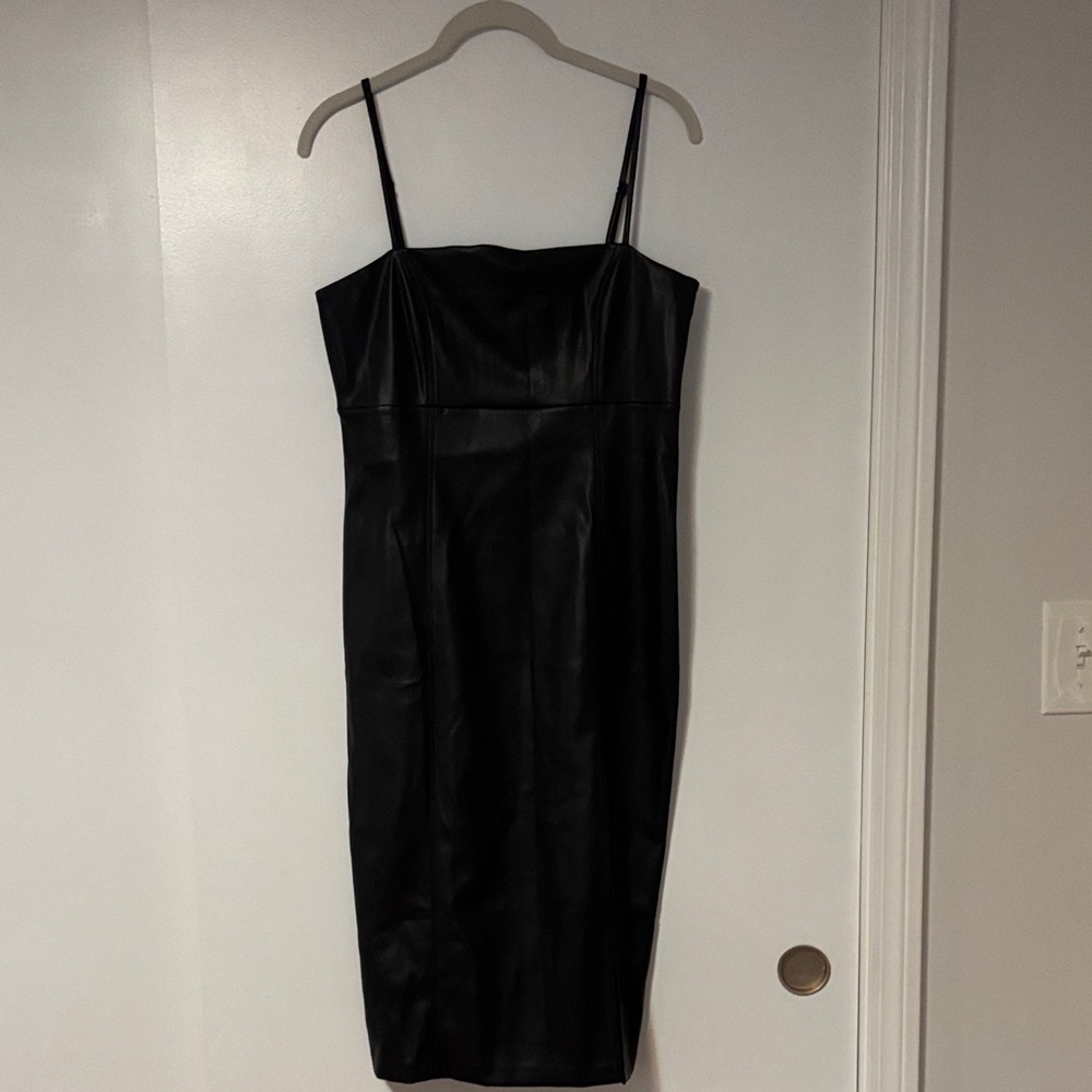 Express Faux Leather Midi Dress